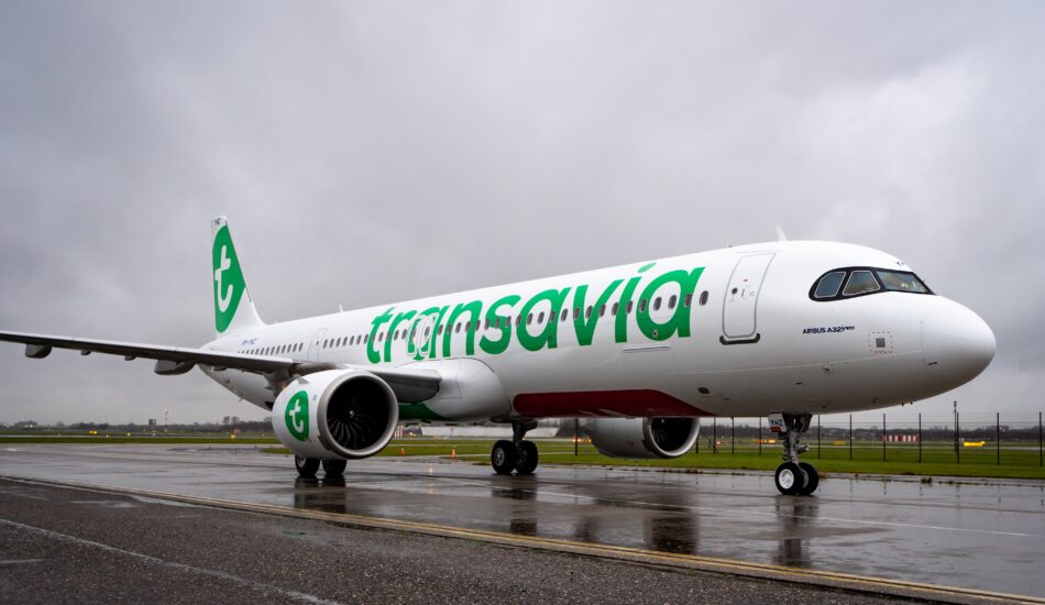 Een Transavia toestel, niet het beschadigde vliegtuig.